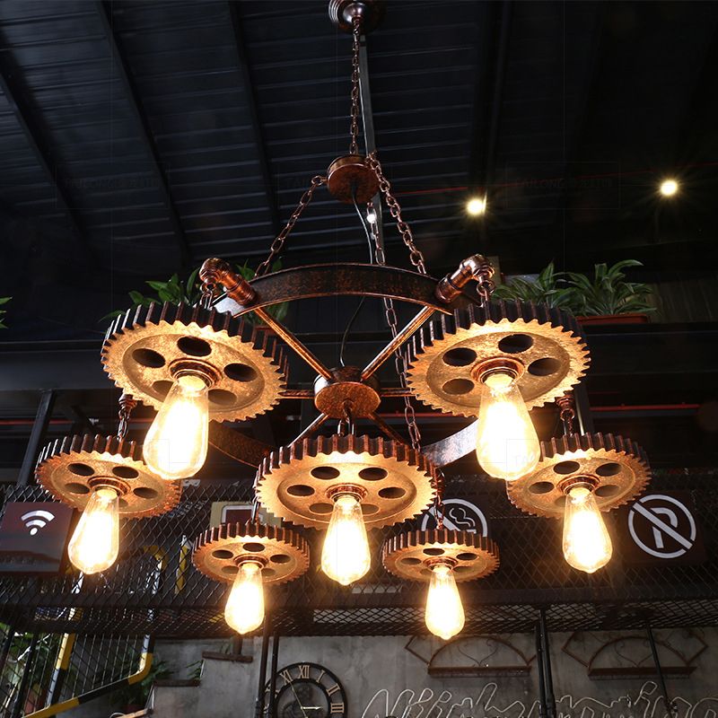 Lámpara de pipa de agua americana de lámpara múltiple de estilo industrial