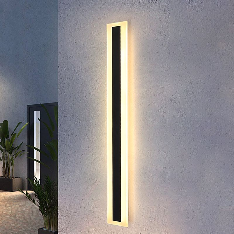 Atmosfera a 1 leggera sfumatura a sfumatura lineare esterna appuncita impermeabile moderna illuminazione a parete in metallo in nero