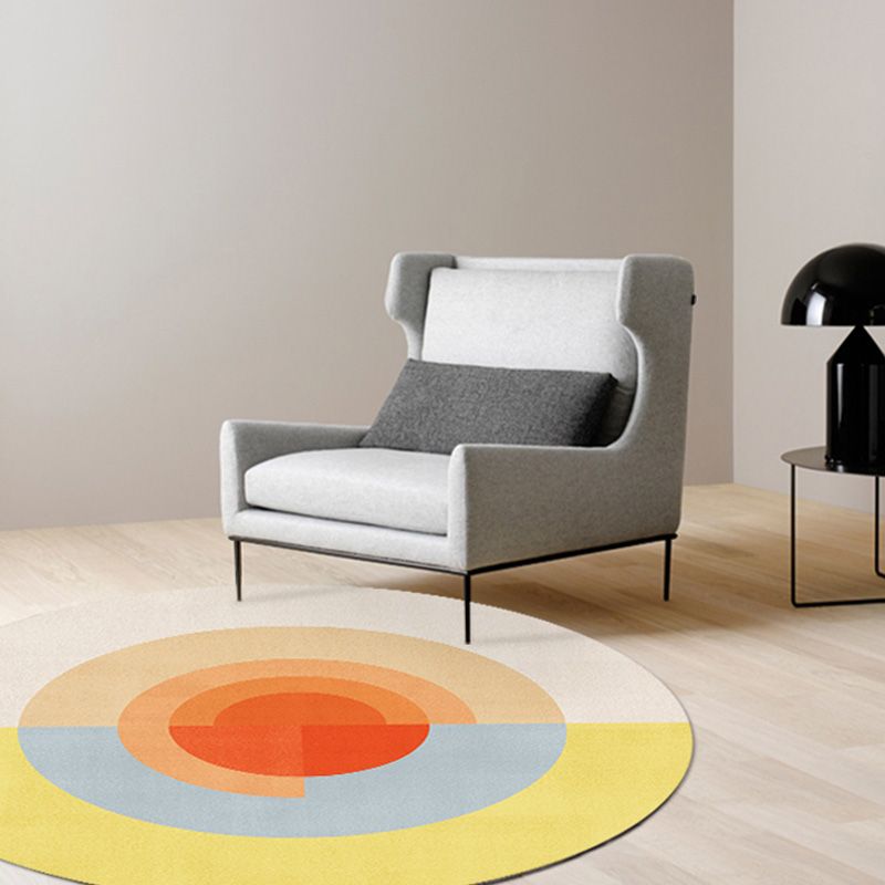 Multicolor Colorblock Circles Pattern Rug Polyester Modern Rug Washable Anti-Slip Pet Friendly Area Rug for Living Room