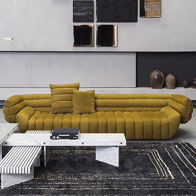 Transitional Modern Biscuit Back Sofa 23.62"High Velvet Tuxedo Arm Chesterfield Sofa