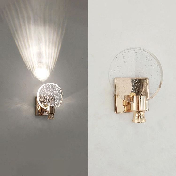 Round Crystal Wall Light Sconces Postmodern Wall Mounted Lighting for Bedroom