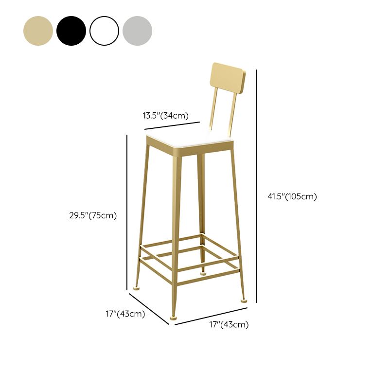 Industrial Low Back Barstools Square Bar Stools with Metal Base
