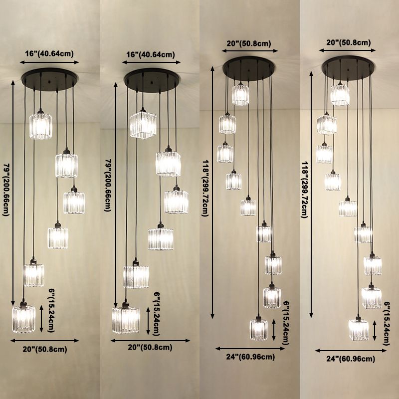 Modern Lumo geometrico di lusso Light Light Trooted in ferro battuto lampada sospesa con tonalità di cristallo