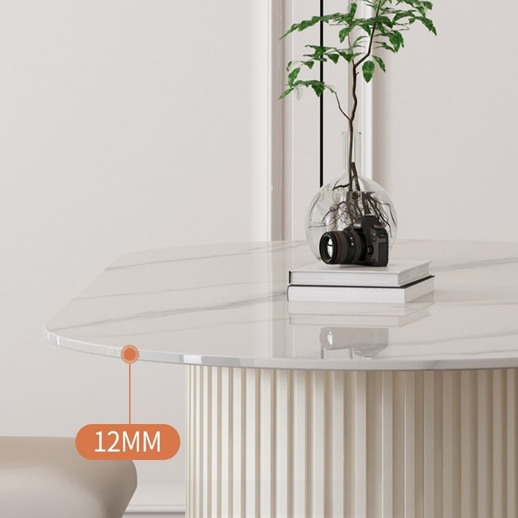 Mesa de comedor de piedra sinterizada glamorosa Mesa estándar con base de pedestal doble