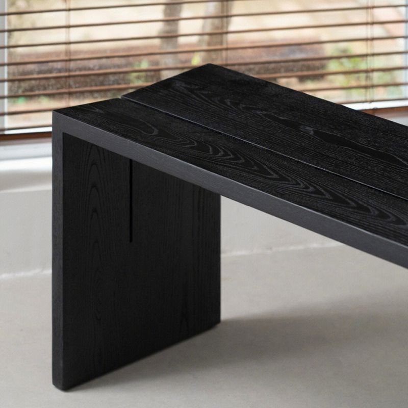 Contemporary Solid Wood Bench Black Seating Bench with Double Pedestal