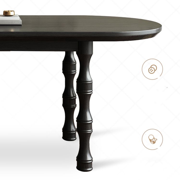 Modern Dining Room Dinner Table Wood 4 Legs Dining Table in Black
