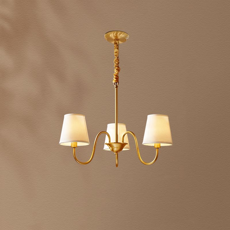Cone Chandelier Light Fixture Traditional Fabric Shade Pendant Lighting for Restaurant