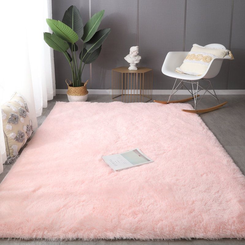 Simplicity Solid Rug Polyester Indoor Carpet Non-Slip Backing Shag Area Carpet for Living Room