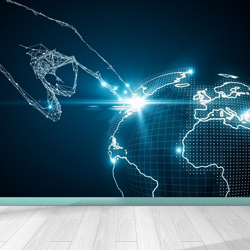 Illustration Style Abstract Mural Decal for Living Room, Dark Color, Personalise