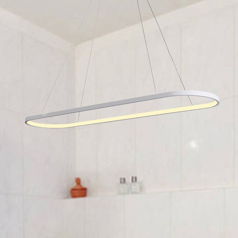 Simplicità del ciondolo a goccia ovale acrilica 27 "/35.5"/47 "Luce a traffico a trazione in bianco/nero a LED sul tavolo in tavola calda/bianca/telecomandata