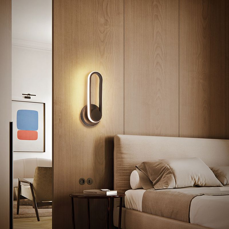 1-Light Ellipse Wall Mount Light Modern Style Metal Wall Mount Lighting