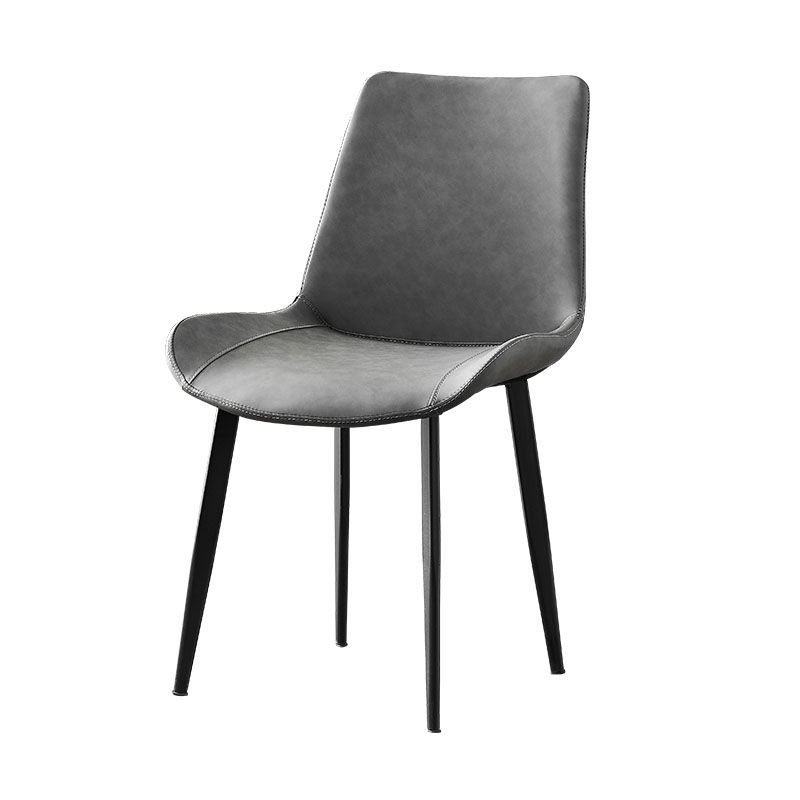 Sillas de comedor de cuero estilo moderno Sillas auxiliares sin brazos con respaldo macizo (juego de 2)