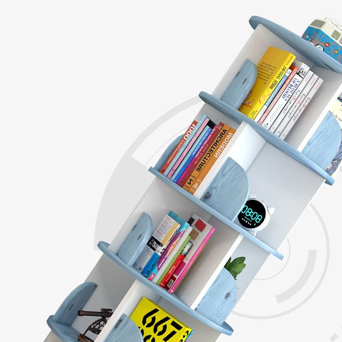 Modern Wooden Rotatable Bookcase Study Room Geometric Bookshelf