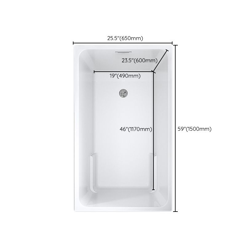 Rectangular Drop-in Acrylic Bathtub White Modern Back to Wall Bathtub (Board not Included)