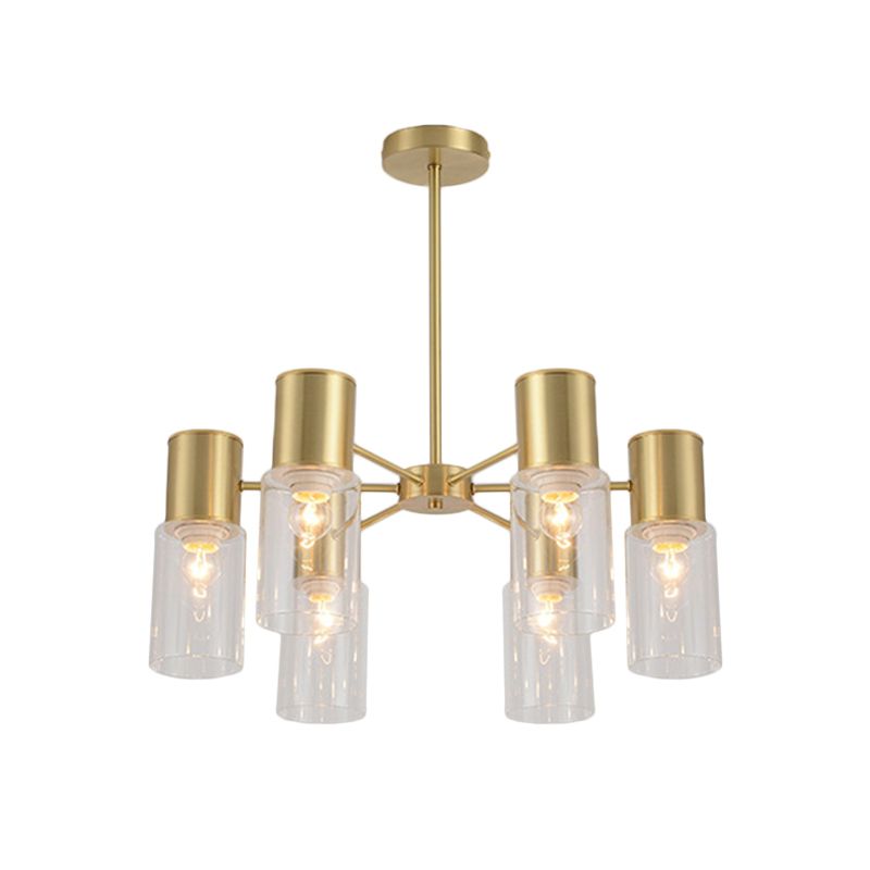 Cilindro Kit de lámpara colgante de vidrio transparente 6/8/10 CABALLACIÓN Luz de lámpara de latón lámpara de lámpara