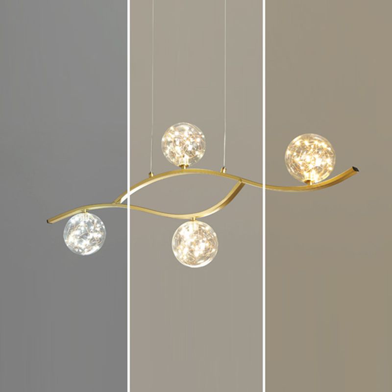 Modern Style Chandelier Light Round Glass Shade Ceiling Hanging Light for Dining Room