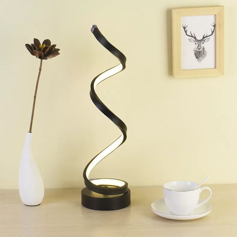 Metal Spiral Night Table Lamps Modern Style 1 Light Nightstand Lamp