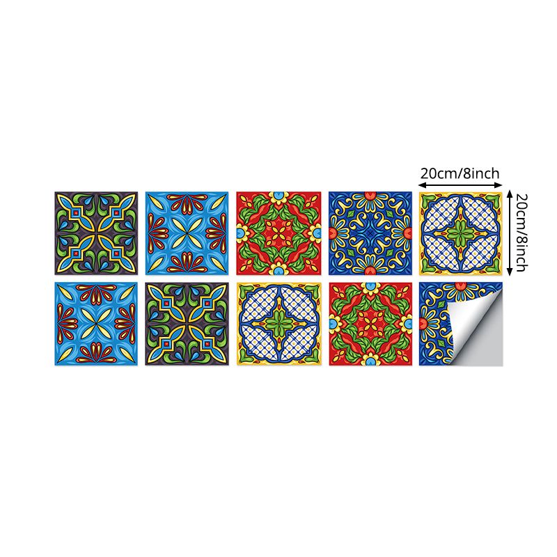 Exotic Floral Wallpaper Panel Set for Kitchen, Multicolored, 8' L x 8" W, Peel and Stick