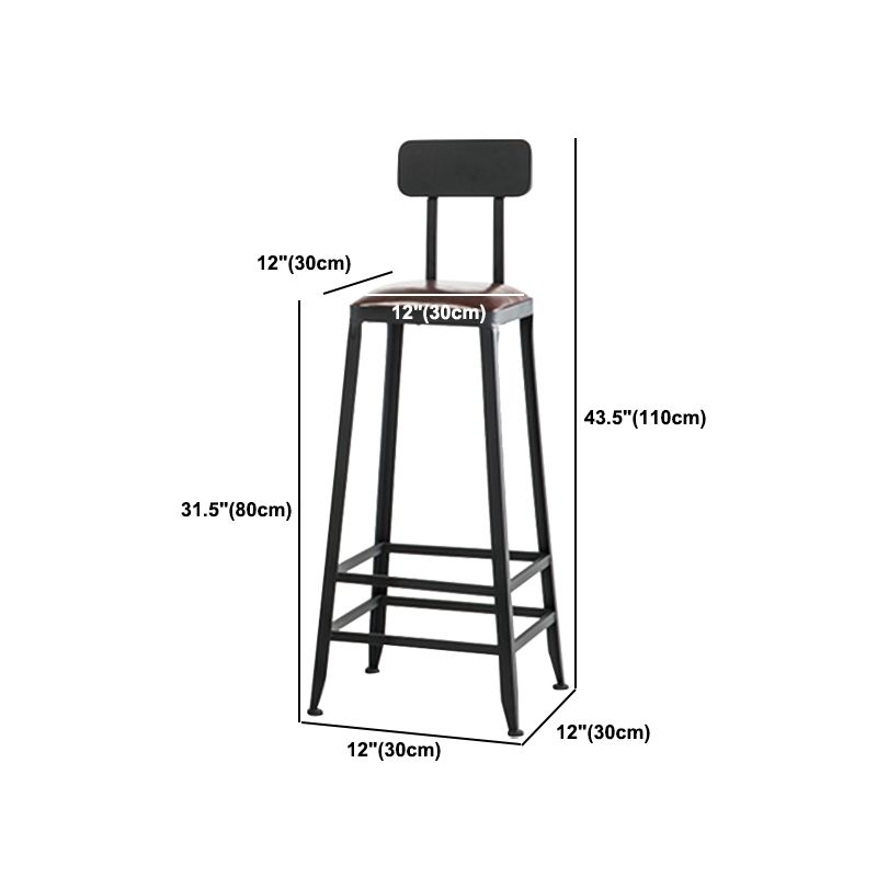 Industrial Bar Stool Wooden Counter Bar Stool with Metal Legs for Home