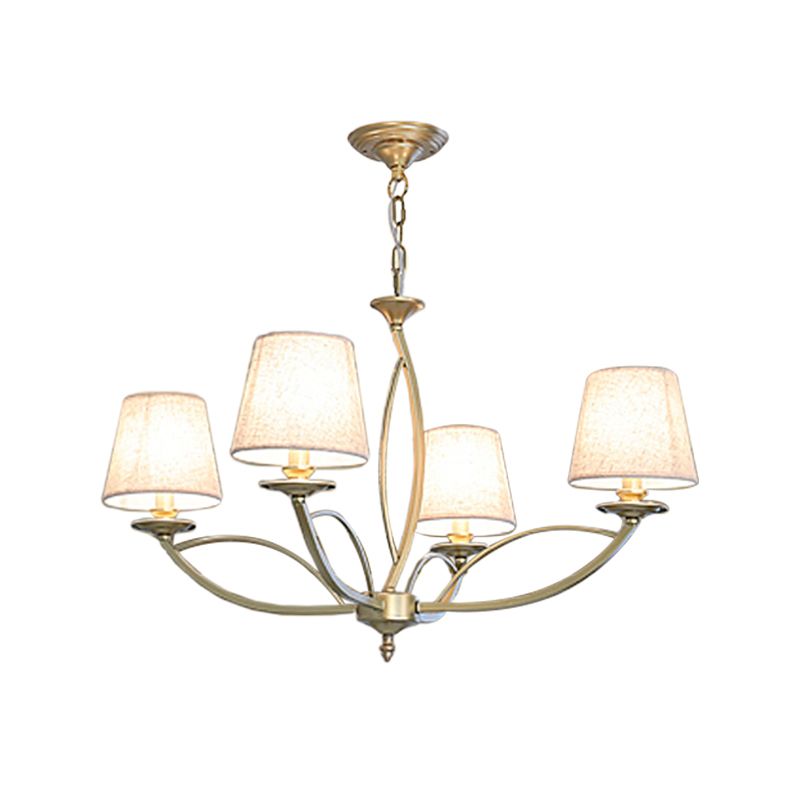 Barrel Fabric Chandelier Lighting Fixture Contemporary 4/6/8 Heads White Suspension Light
