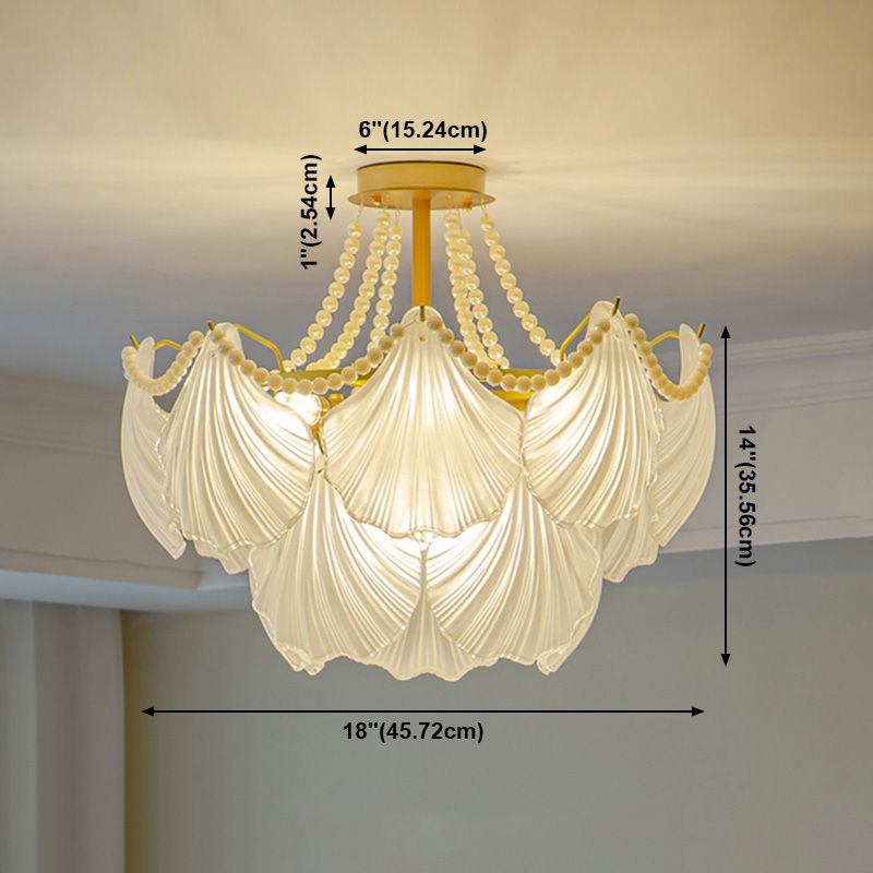 Glassa di guscio di guscio nordico Glass Multi Light Appeding Light in Bianco per camera da letto