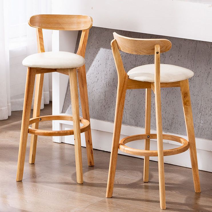 Scandinavian Wood Stool Wood Rectangle Seat Counter Stool in Matte Finish