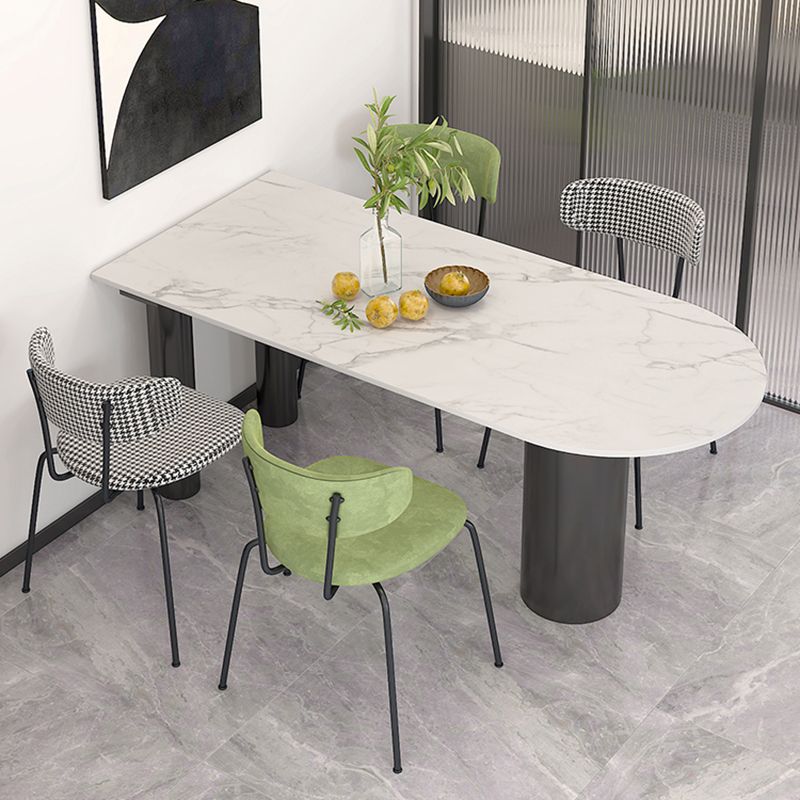 Mesa de piedra sinterizada de forma libre de metal moderno para comedor y cocina