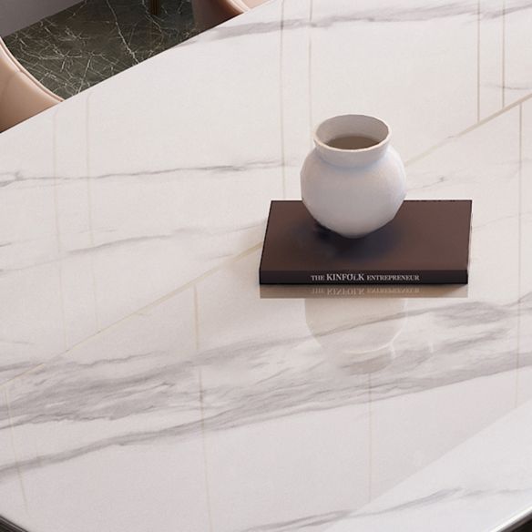 Esszimmer Set moderner Metallrahmen weiße Schiefer rechteckige Esstisch Set für Zuhause