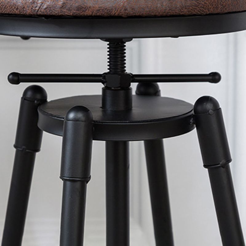 Industrial Armless Elevatable Counter Stool Iron Bar Stool with Pedal for Cafe