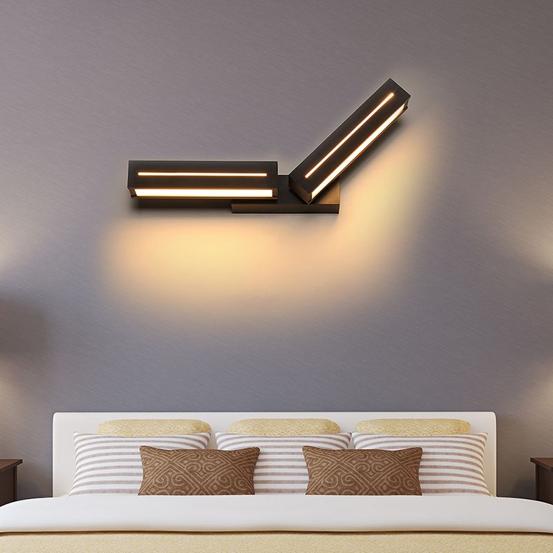 Rectangle Acrylic Wall Mounted Light Modern 1 Light Black/White Sconce Light for Bedroom