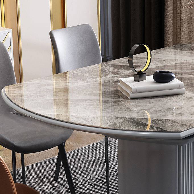 Mesa de comedor de piedra sinterizada de estilo moderno, mesa redonda abatible con base de metal