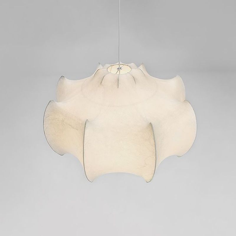 1-Light White Hanging Fixture in Modern Style Silk Unique Pendant Lighting