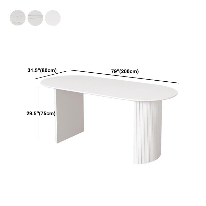 Modern Stone Top Dinette Table Metal Base Dining Table for Living Room