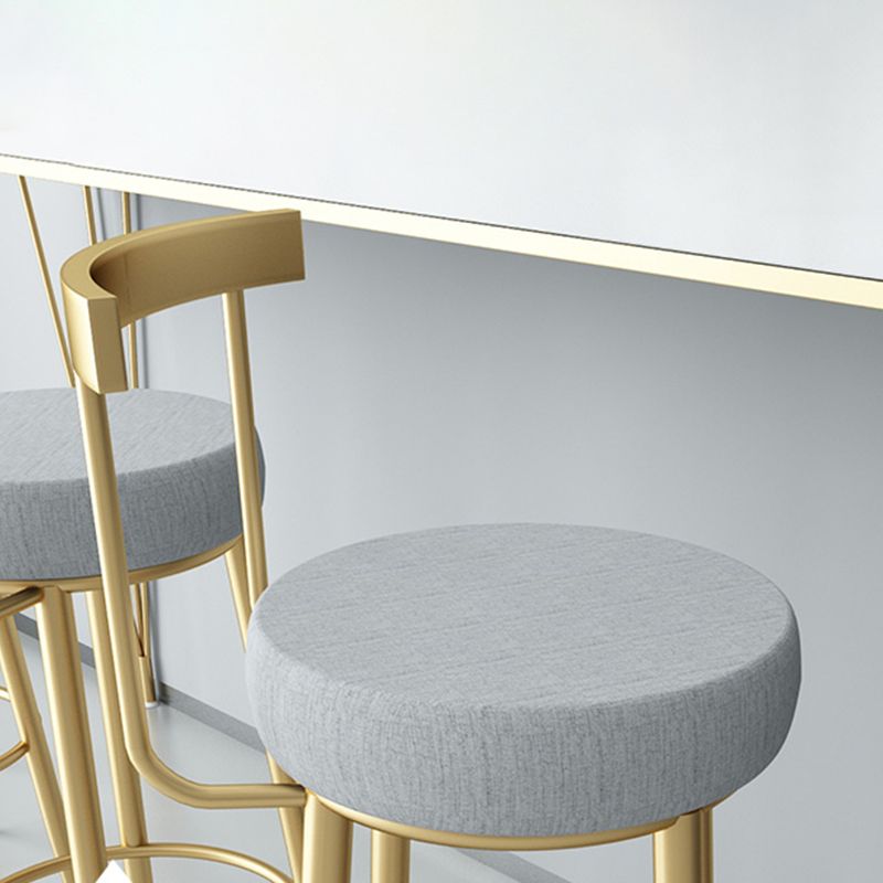 Metal Low Back Bar Stools Round Armless Dining Stools with Footrest