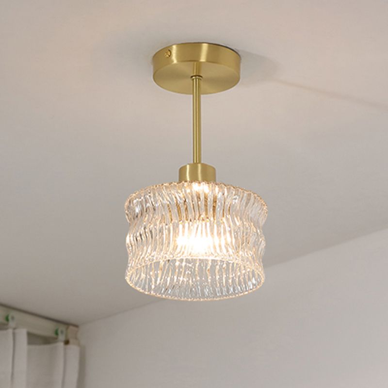 Modern Metal Ceiling Light Geometric Shape Flush Mount with Glass Shade for Living Room