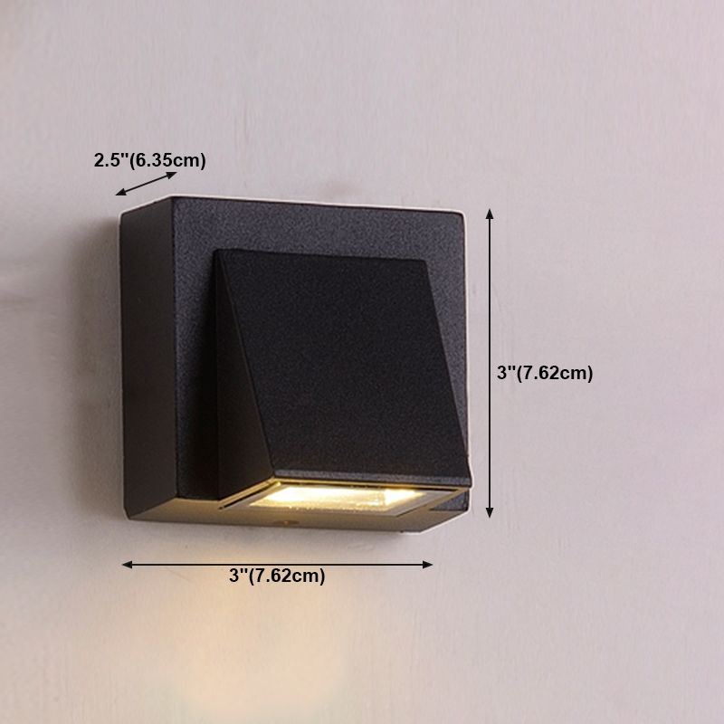 Contemporary Aluminum Wall Light Geometric Wall Washer in Black for Outdoors