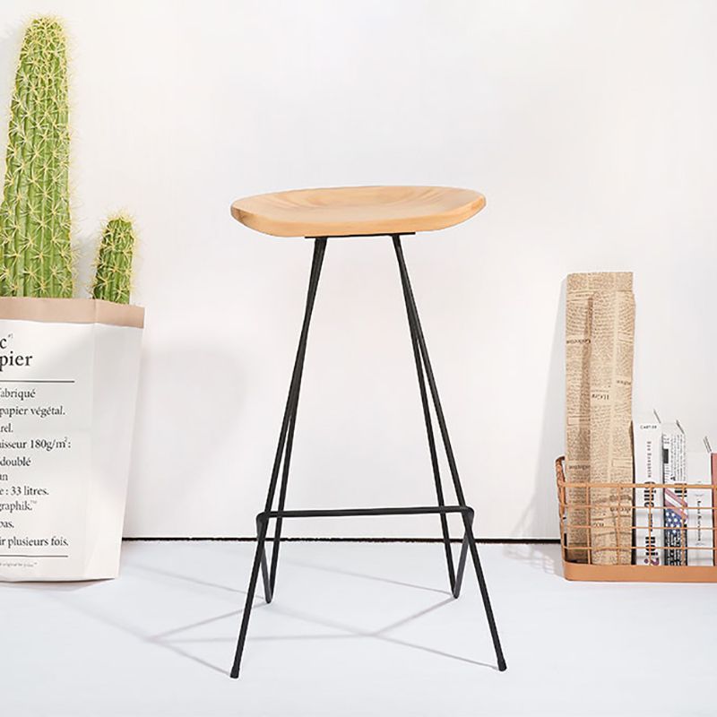 Modern Solid Wood Counter Stool Armless Bar Stool with Footrest