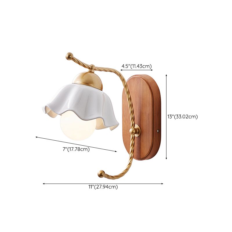 Contemporary White Shade Wall Light 1-Light Wall Mounted Light Fixture for Bedroom