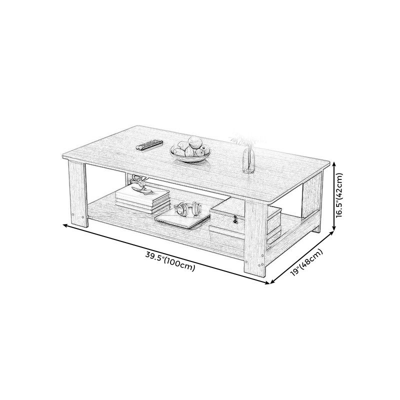 16.5"H Modern Style Wooden Base Top Rectangular Coffee Table