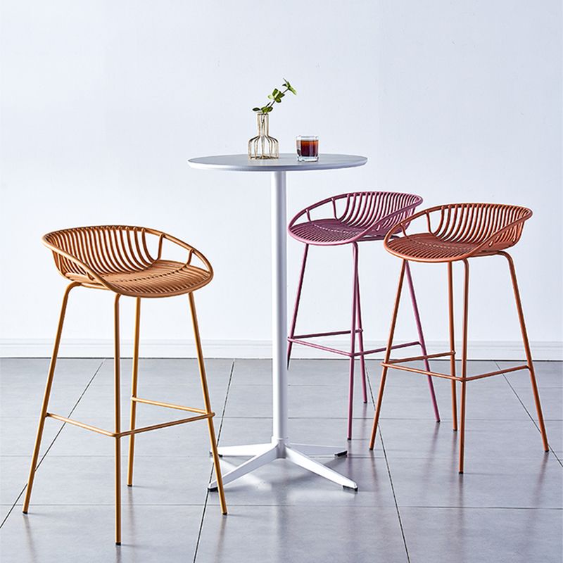 Nordic Backrest Counter Stool with Metal Base Plastic Armless Cafe Bar Chair with 4 Legs