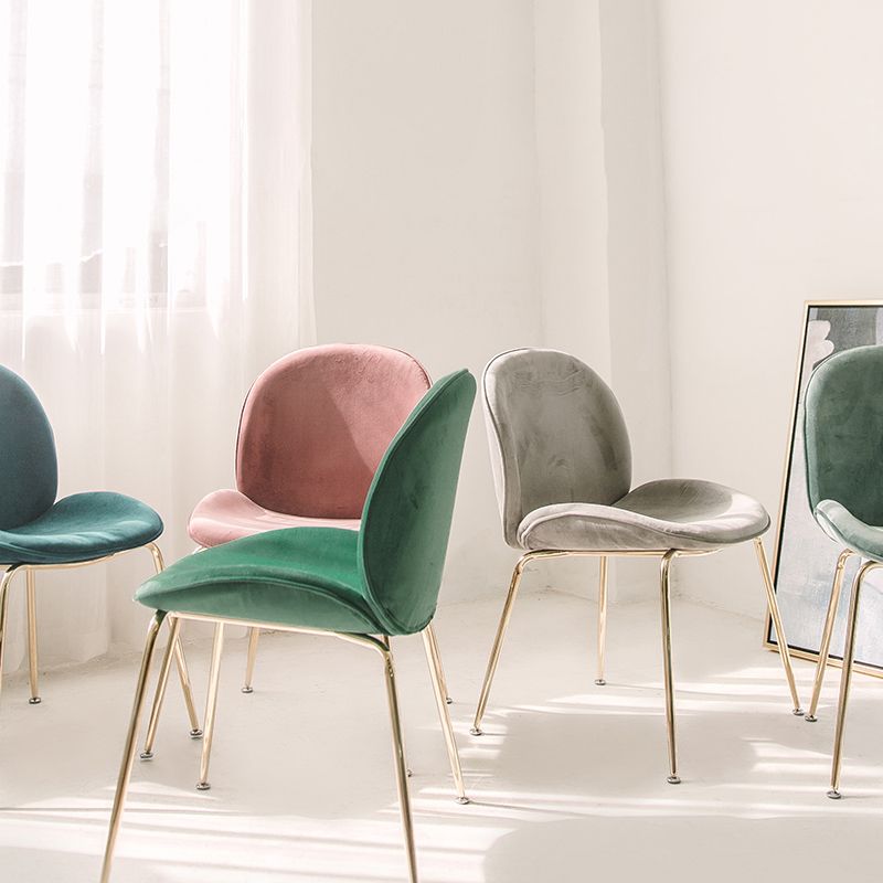 Chaise de salle à manger de Style Glam nordique, sans accoudoirs, avec pieds en métal