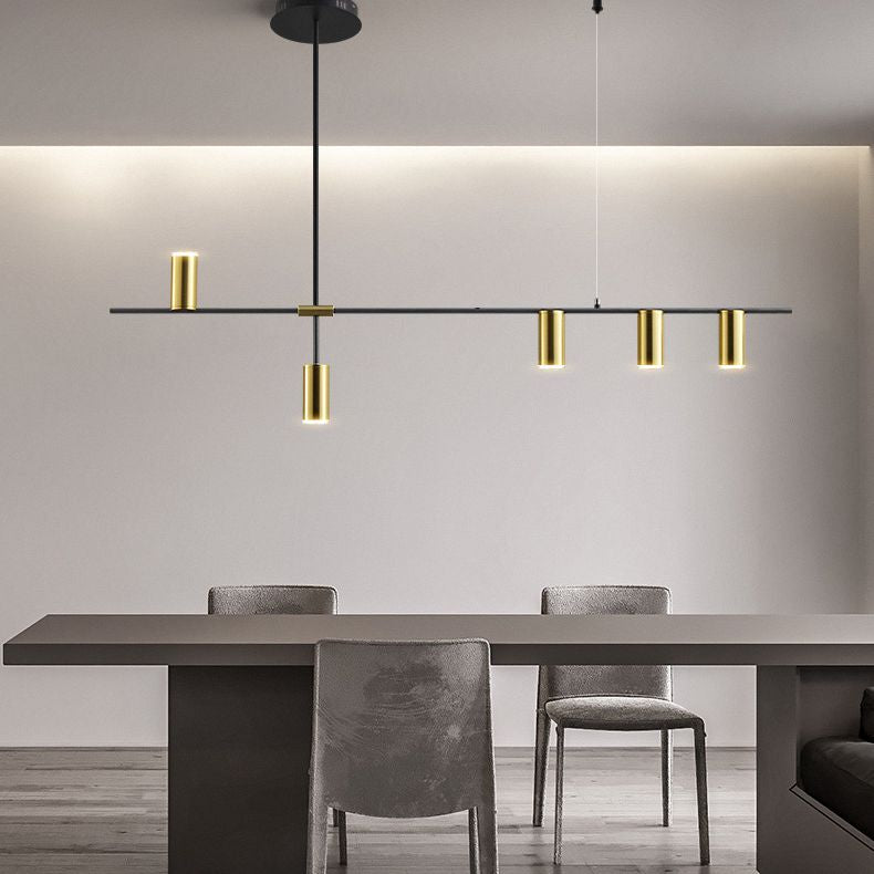 Accesorio de iluminación de la isla de la sala de comidas lámpara de lámpara moderna con sombra de metal lineal