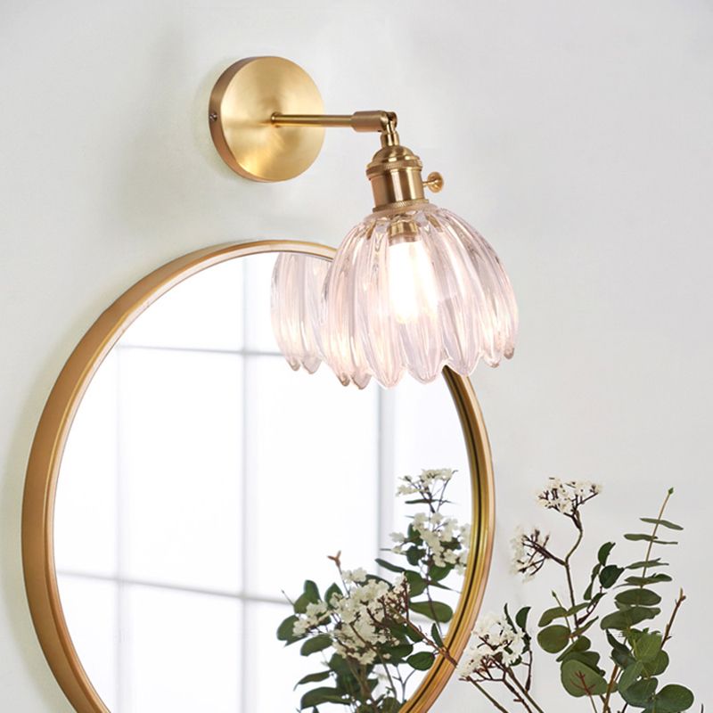 Ein-Bulb-Wandleuchte Vintage schattierte klare Glaswandlampe für Schlafzimmer