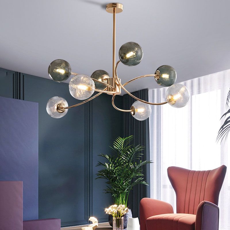 Metal Chandelier Light Fixtures Modern Multi-Head Globe Pendant Lamp for Living Room