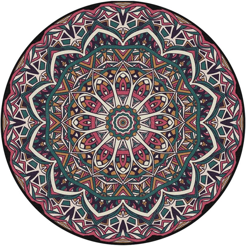 Moroccan Door Rug Multicolor Mandala Area Rug Polypropylene Anti-Slip Stain Resistant Machine Washable Rug