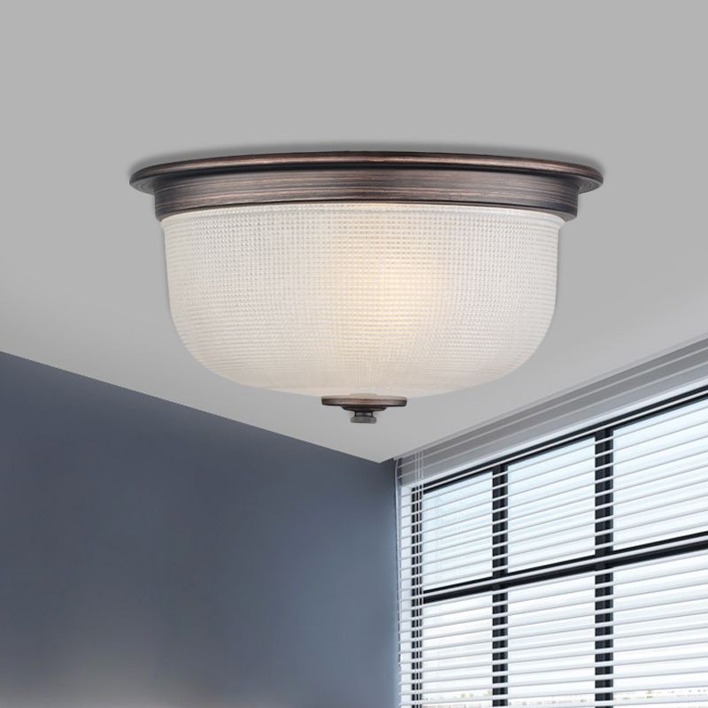 Dome White Glass Flush Mount Countryside 3 Heads Bedroom Flush Ceiling Light Fixture