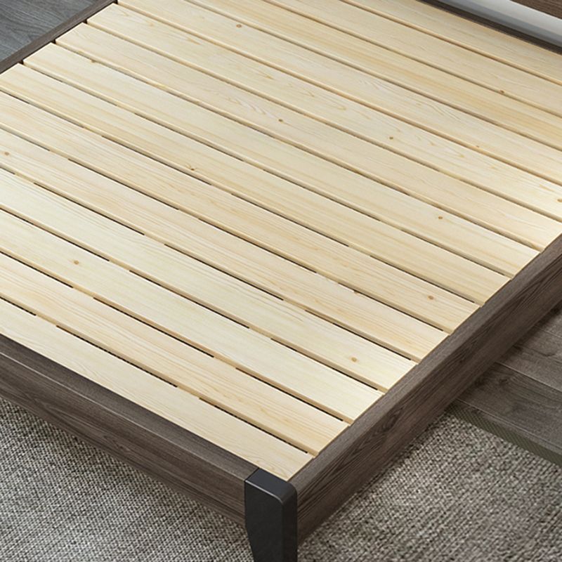 Wood Standard Bed in Gray Panel Bed with Rectangular Headboard