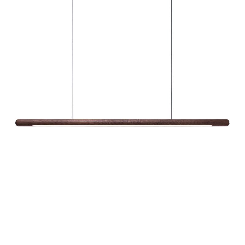 Modern Wood Chandelier Lamp Linear 1 Light LED Island Pendant for Office