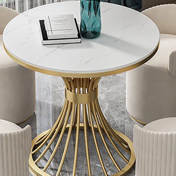 White Faux Marble Dining Table Traditional Luxury Round Table for Home