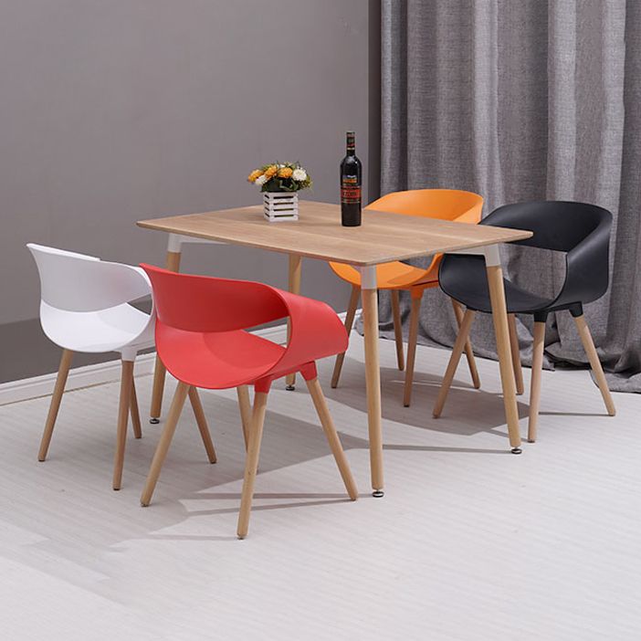Contemporary Style Dining Chair Dining Arm Side Chair with Wooden Legs